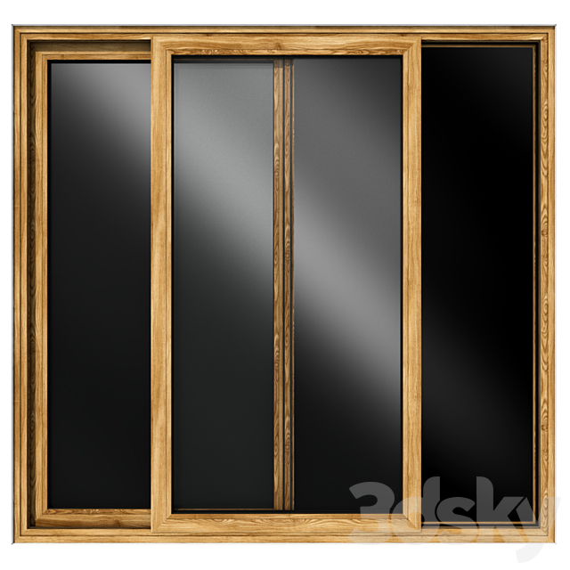 Sliding stained glass wooden doors 3DSMax File - thumbnail 4