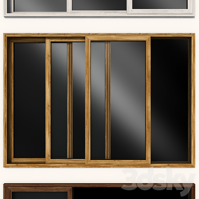 Sliding stained glass wooden doors 3DSMax File - thumbnail 5