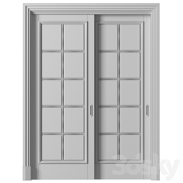 Sliding wardrobe doors in classic style. French Art Deco Sliding Folding Modern Doors Glass 3DS Max Model - thumbnail 3