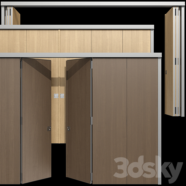 Sliding wooden partition wall 3ds Max - thumbnail 3