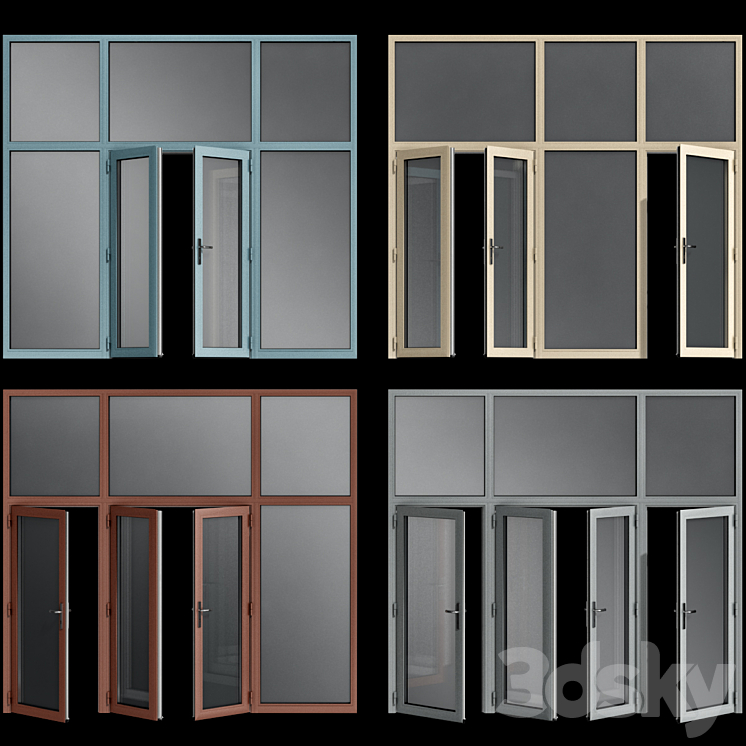 Stained aluminum doors 3DS Max Model - thumbnail 3