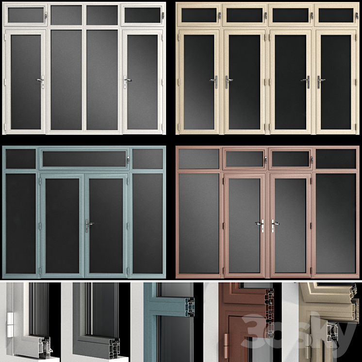 Stained aluminum doors 3DS Max - thumbnail 1