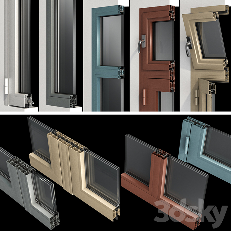 Stained aluminum doors 3DS Max - thumbnail 2