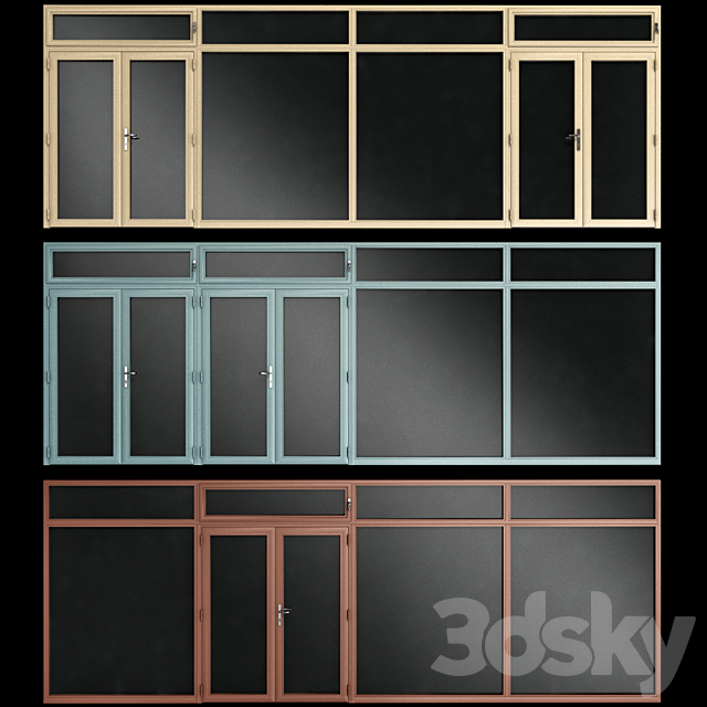 Stained aluminum doors 3ds Max - thumbnail 1