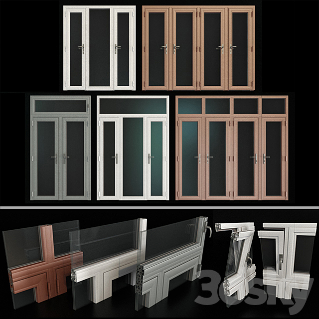 Stained aluminum doors _ Stained aluminum doors 3ds Max - thumbnail 1