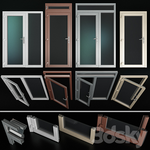 Stained aluminum doors _ Stained aluminum doors 3ds Max - thumbnail 1