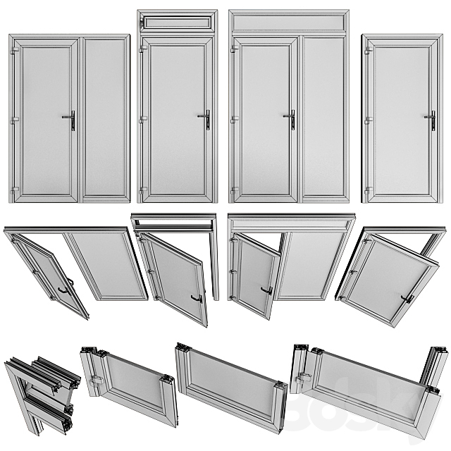 Stained aluminum doors _ Stained aluminum doors 3ds Max - thumbnail 2