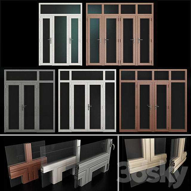 Stained aluminum doors _ Stained aluminum doors 3DSMax File - thumbnail 1