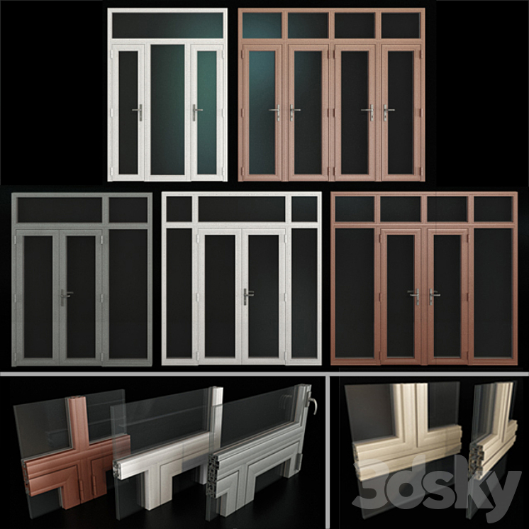 Stained aluminum doors \/ Stained aluminum doors 3DS Max - thumbnail 1