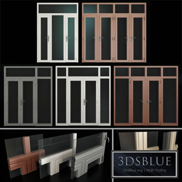 Stained aluminum doors \/ Stained aluminum doors 3DS Max - thumbnail 3