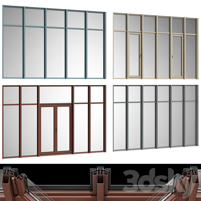 Stained aluminum fire doors 3ds Max - thumbnail 1