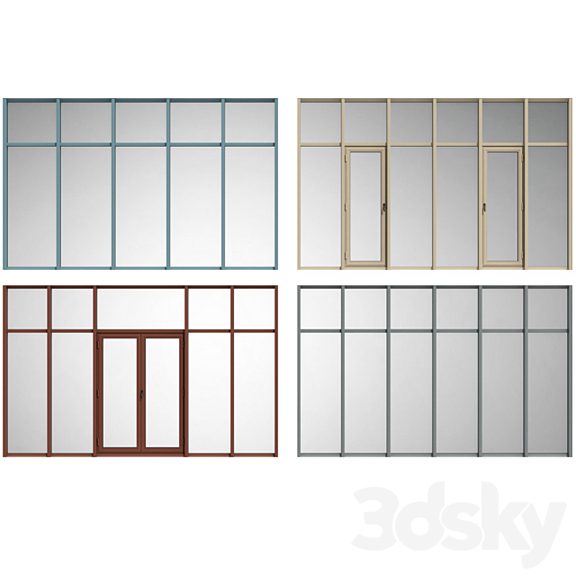 Stained aluminum fire doors 3ds Max - thumbnail 3