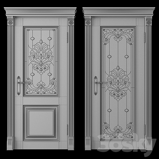 Stained glass door 3DS Max Model - thumbnail 2