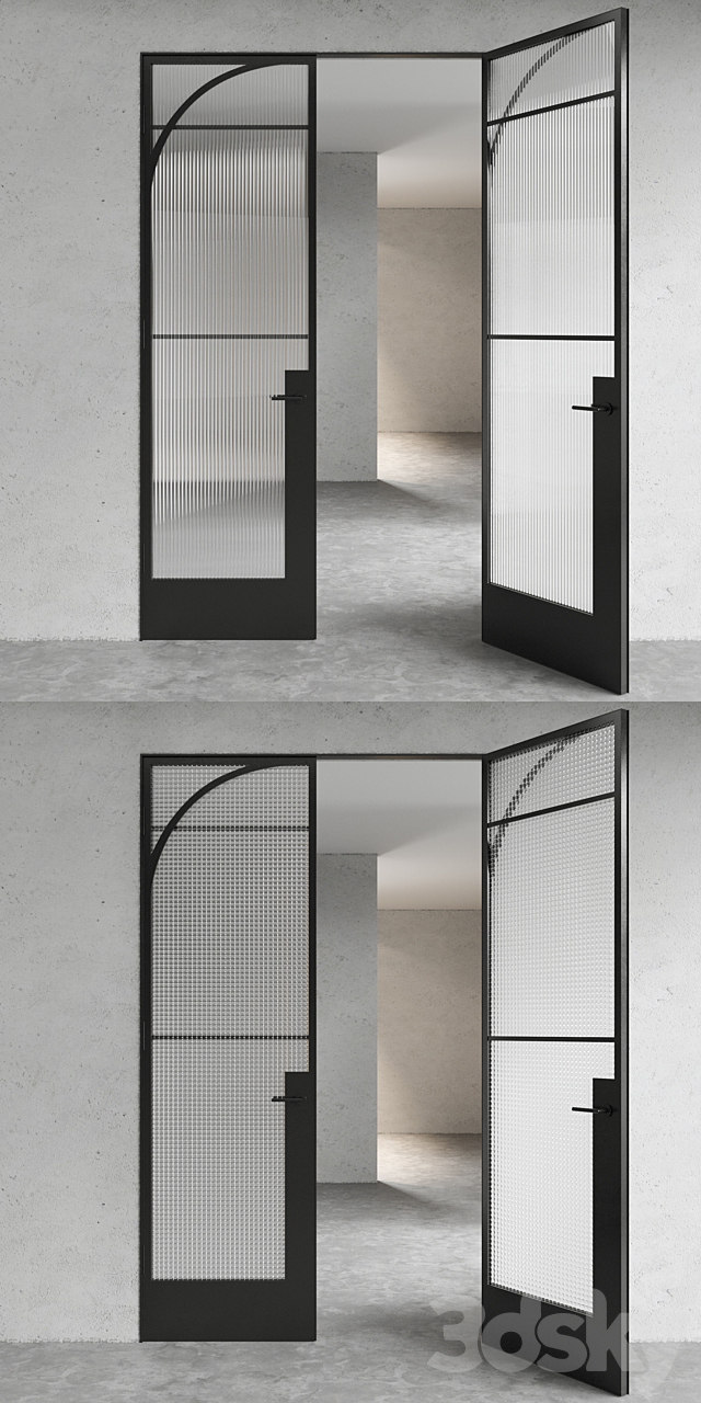 Steel door. 2 glass options 3ds Max - thumbnail 3