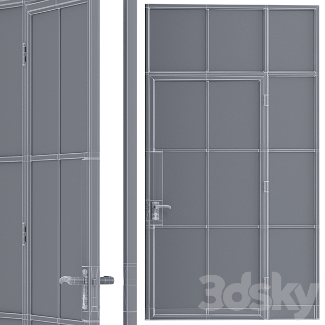 Steel door. Partition set 1 3DS Max Model - thumbnail 2