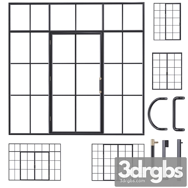 Steel Door Partition Set 2 3dsmax Download - thumbnail 1