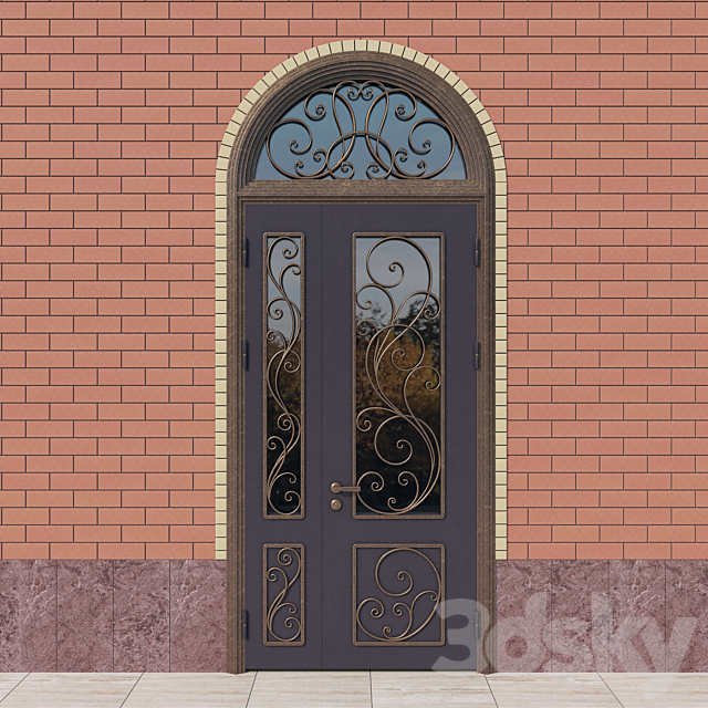 Steel entrance door with forged grid 3DSMax File - thumbnail 1