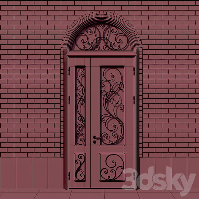 Steel entrance door with forged grid 3DSMax File - thumbnail 2