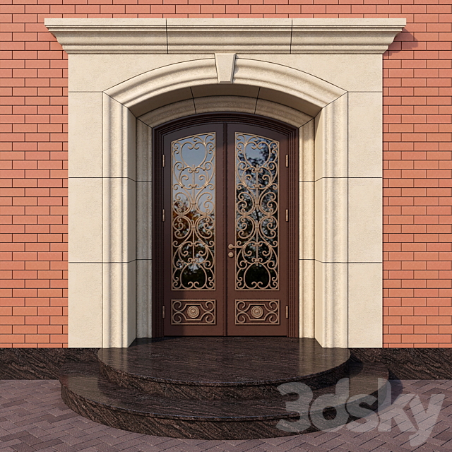 Steel entrance door with wrought reshetkoy_03 3ds Max - thumbnail 1