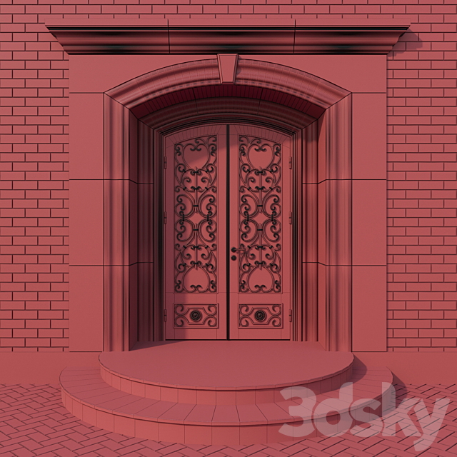 Steel entrance door with wrought reshetkoy_03 3ds Max - thumbnail 2