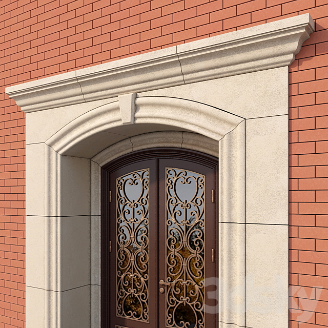 Steel entrance door with wrought reshetkoy_03 3ds Max - thumbnail 3