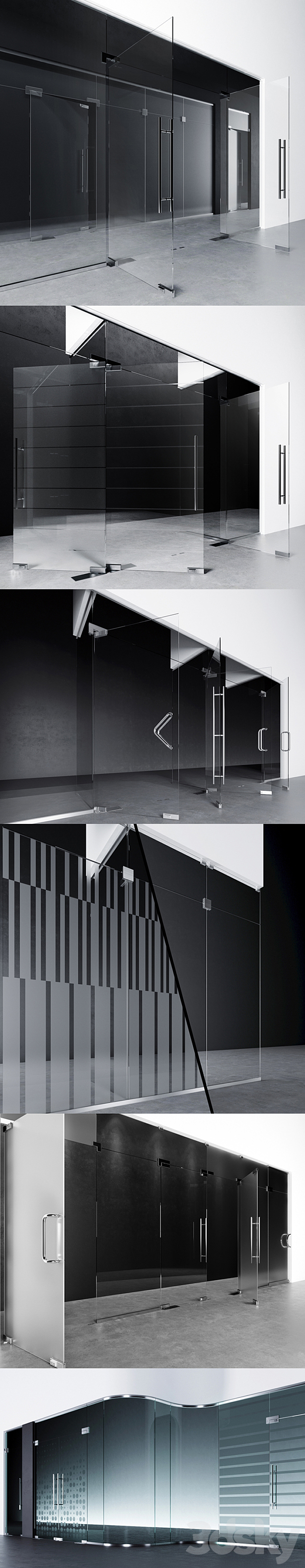 Swinging pendulum glass doors for office and home 3 _ corona – vray 3ds Max - thumbnail 2