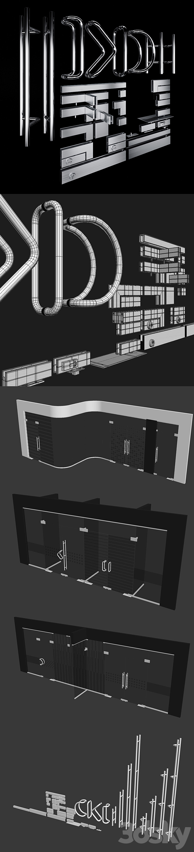 Swinging pendulum glass doors for office and home 3 _ corona – vray 3ds Max - thumbnail 3