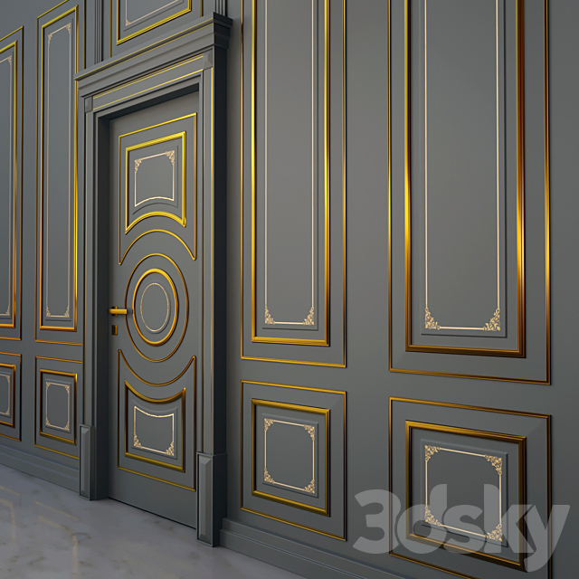 The door and wall panel Dore Rotu 3BR Black 3DS Max Model - thumbnail 2