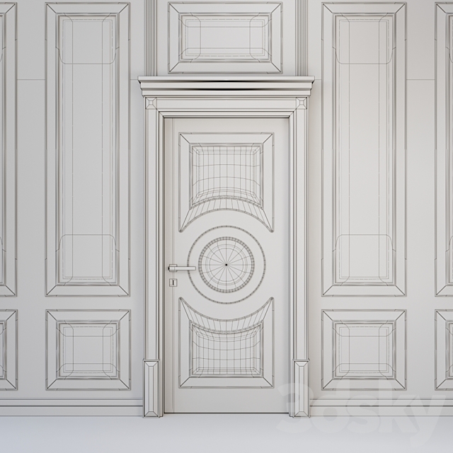 The door and wall panel Dore Rotu 3BR Black 3DS Max Model - thumbnail 3