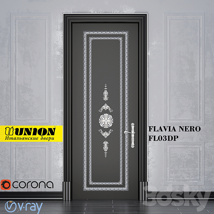 The door FLAVIA FL03DP Nero 3DS Max - thumbnail 1