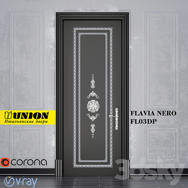 The door FLAVIA FL03DP Nero 3DSMax File - thumbnail 1