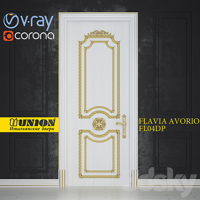 The door FLAVIA FL04DP Avorio 3DSMax File - thumbnail 1