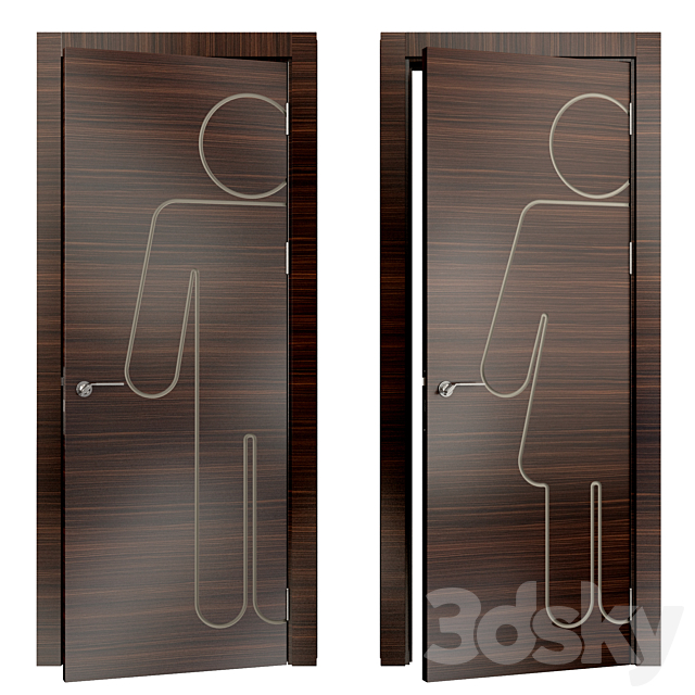 toilet door 3DS Max Model - thumbnail 2