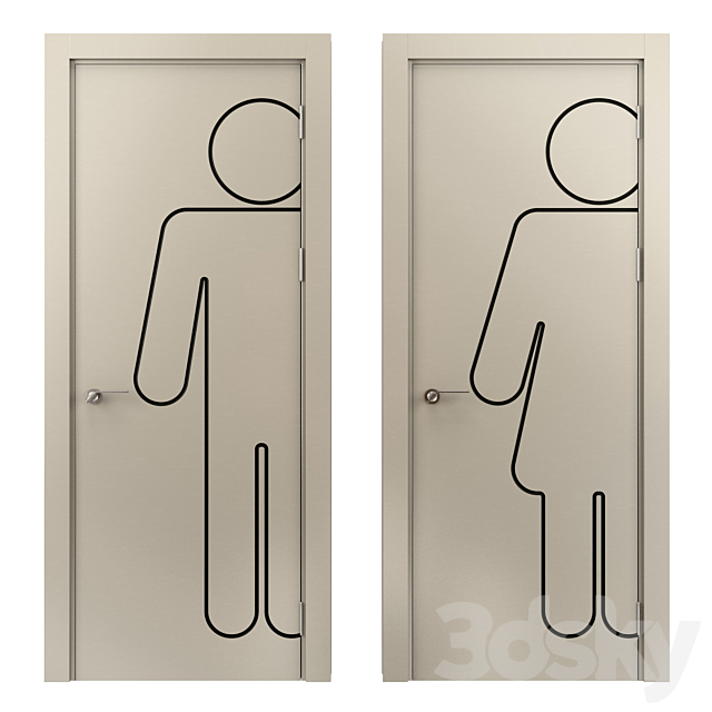 toilet door 3DS Max Model - thumbnail 5