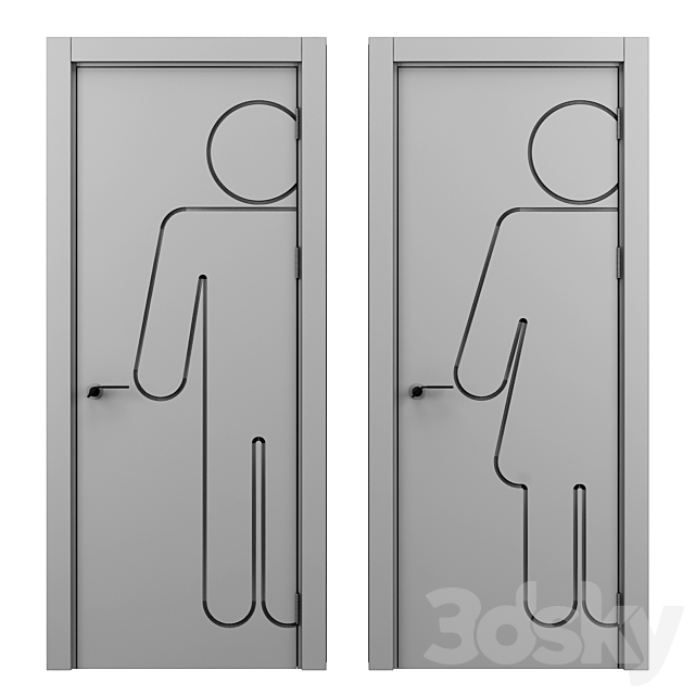 toilet door 3DS Max Model - thumbnail 7