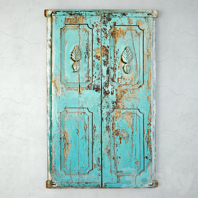 Vintage Blue Shutter Door 3ds Max - thumbnail 2