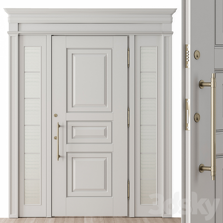 White and Glass Classic Front Door – Set 38 3DS Max Model - thumbnail 1