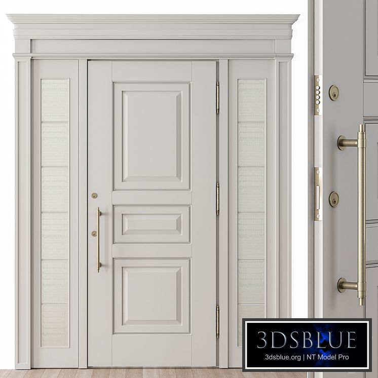 White and Glass Classic Front Door – Set 38 3DS Max - thumbnail 3