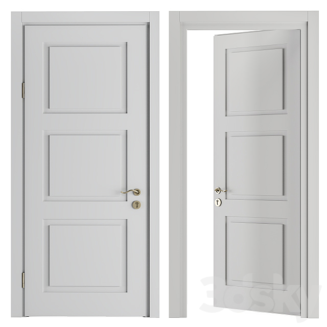 White and Gold Classic Door – Set 32 3ds Max - thumbnail 1