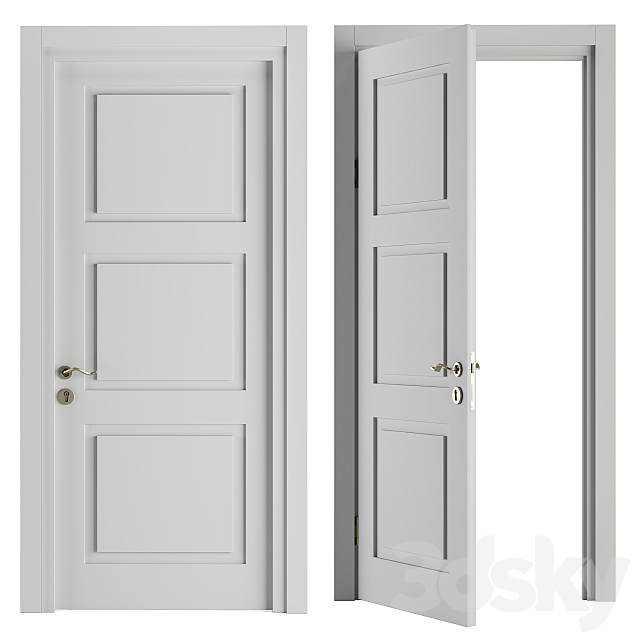 White and Gold Classic Door – Set 32 3ds Max - thumbnail 2