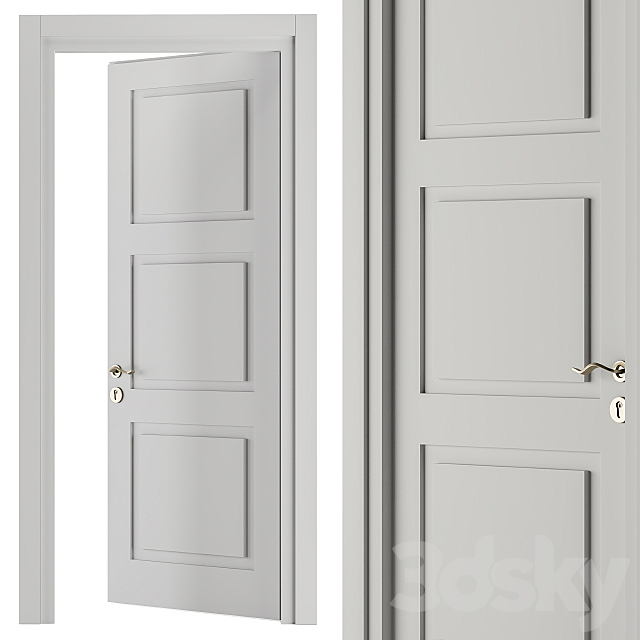 White and Gold Classic Door – Set 32 3ds Max - thumbnail 3