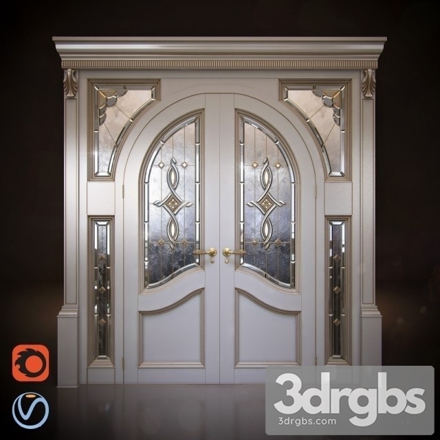 White Door With Stained Glass 2 3dsmax Download - thumbnail 1