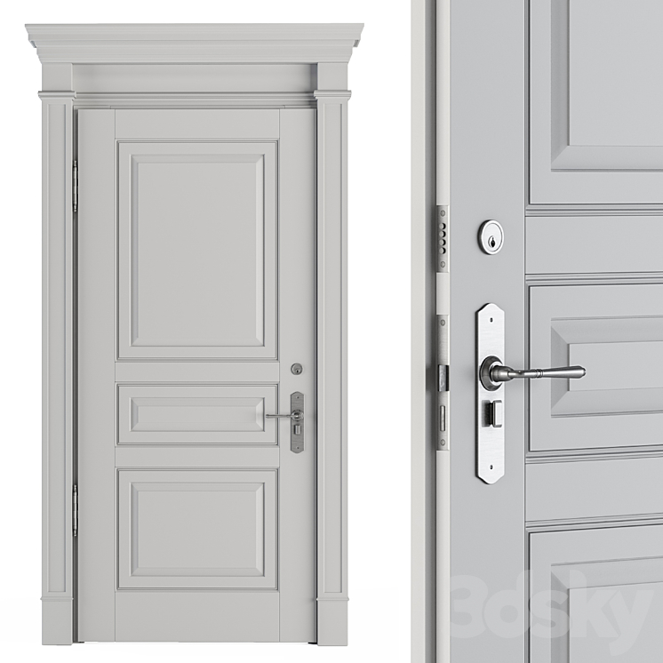 White Front Classic Door – Set 37 3DS Max Model - thumbnail 1