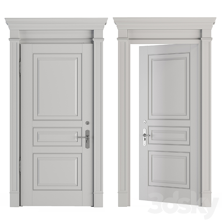 White Front Classic Door – Set 37 3DS Max Model - thumbnail 2