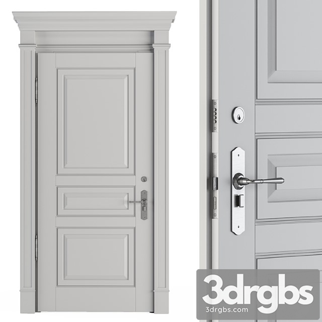 White Front Classic Door Set 37 3dsmax Download - thumbnail 1