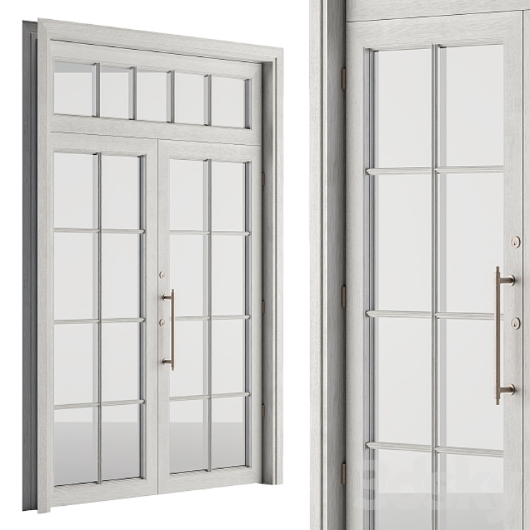 White Wooden Vintage Glass Door Set 19 3DS Max - thumbnail 1