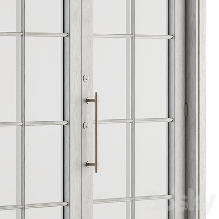 White Wooden Vintage Glass Door Set 19 3DS Max - thumbnail 2