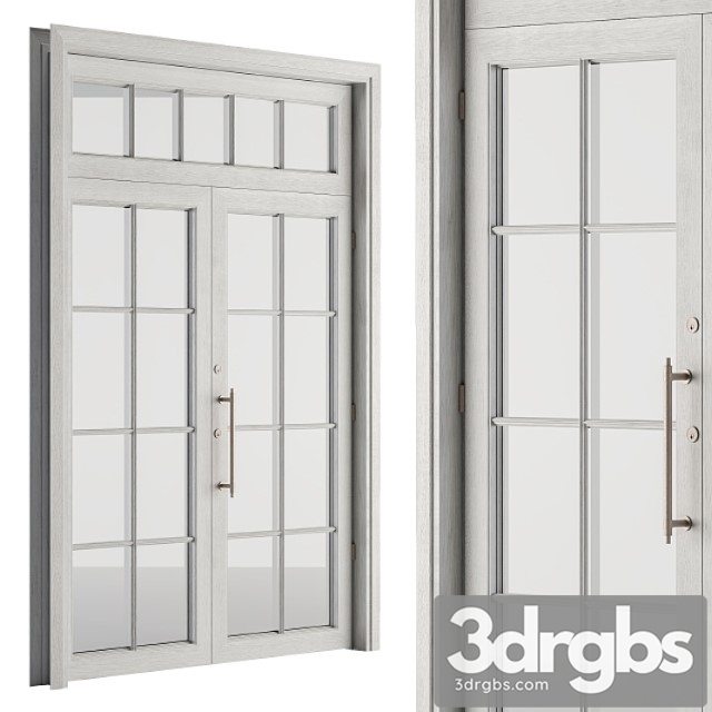 White wooden vintage glass door set 19 - thumbnail 1