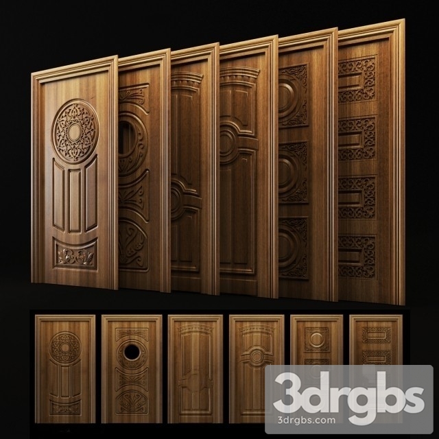 Wooden Door Set 3dsmax Download - thumbnail 1