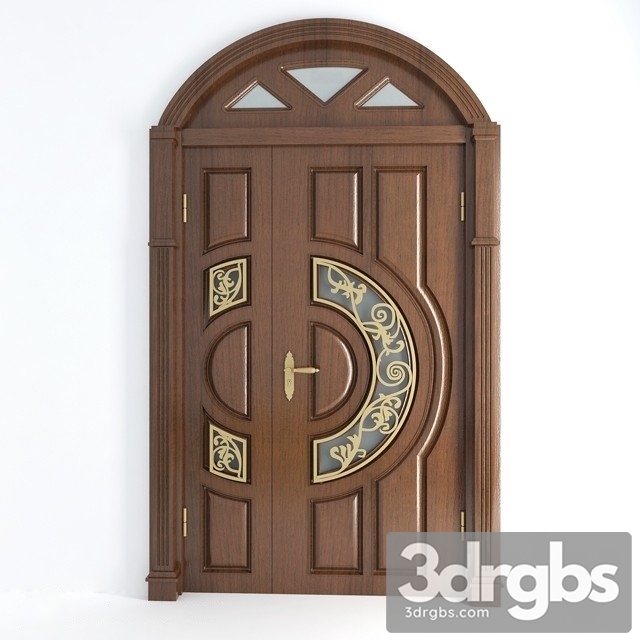 Wooden Door With Decorative Motifs 3dsmax Download - thumbnail 1